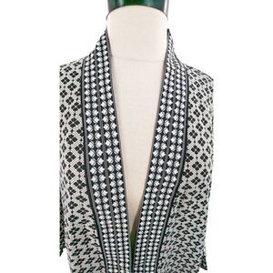 Max Studio Women's White Damask Floral Print Kimono Sleeve Cardigan OSFM